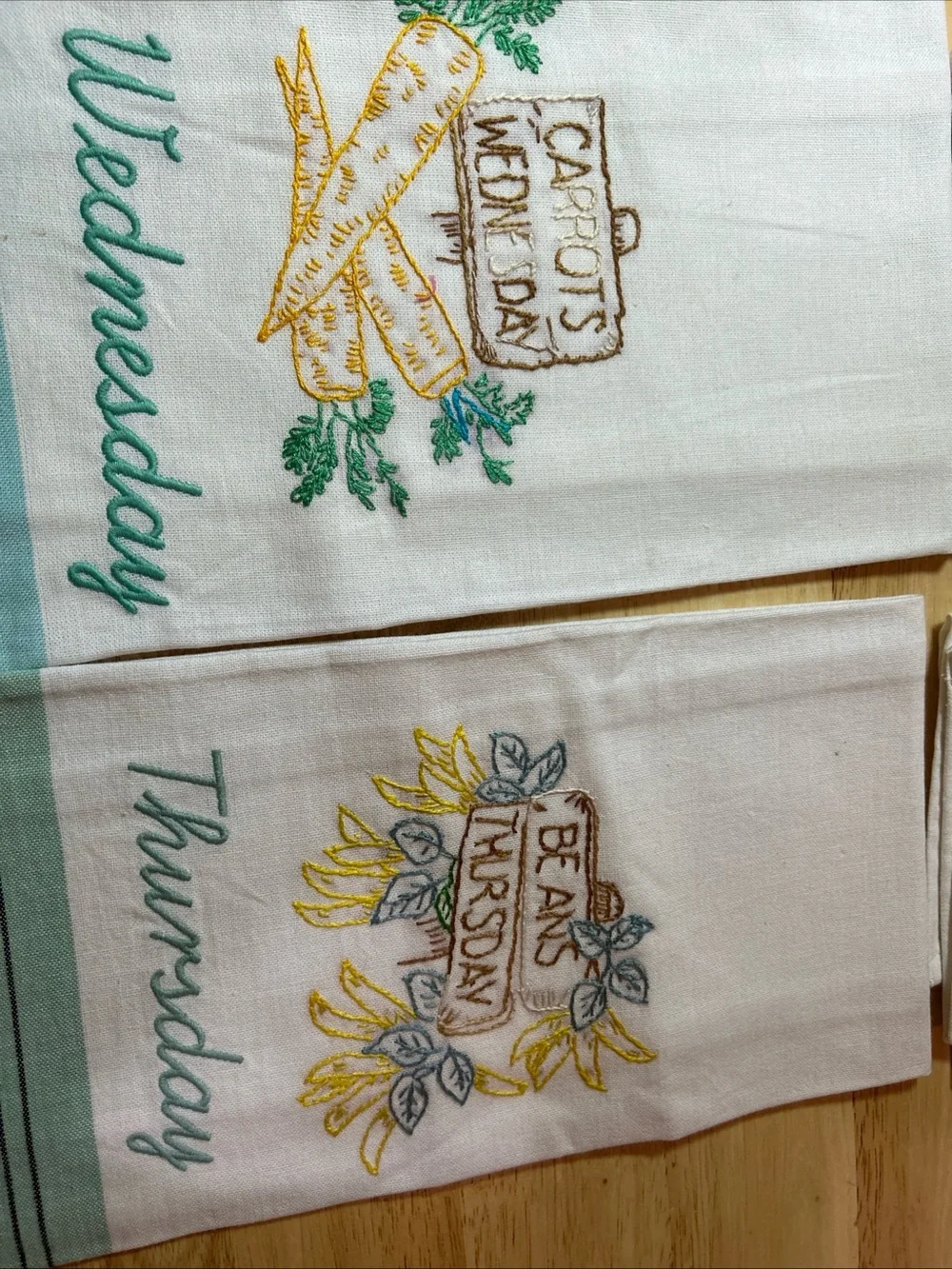 Martha Stewart Kitchen Dish Towels Days of the Week Embroidered Vegetable Granny